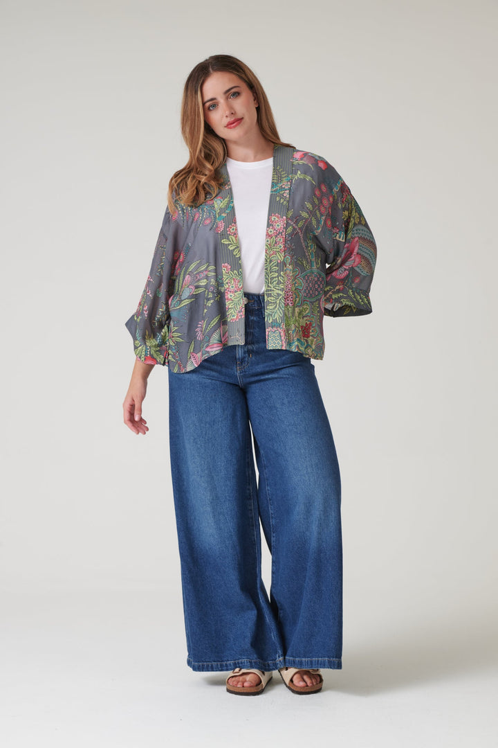 Boho Garden Grey Kimono - One Hundred Stars