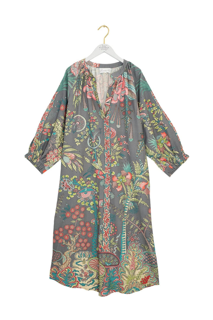 Boho Garden Grey Raglan Dress - One Hundred Stars