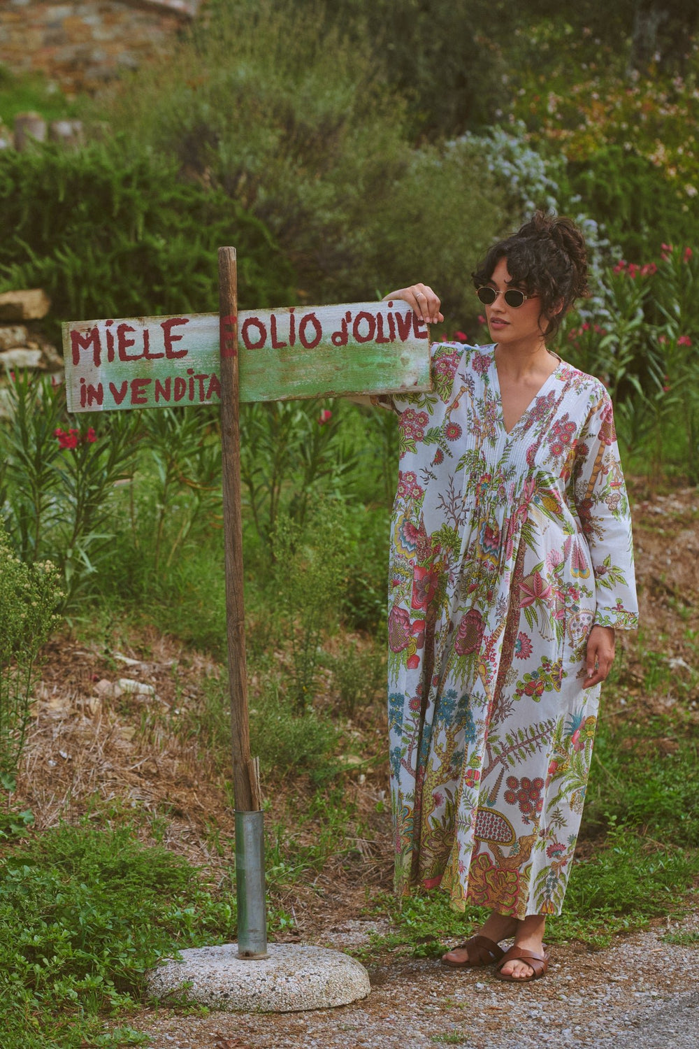 Boho Garden Ecru Pinch Pleat Dress - One Hundred Stars