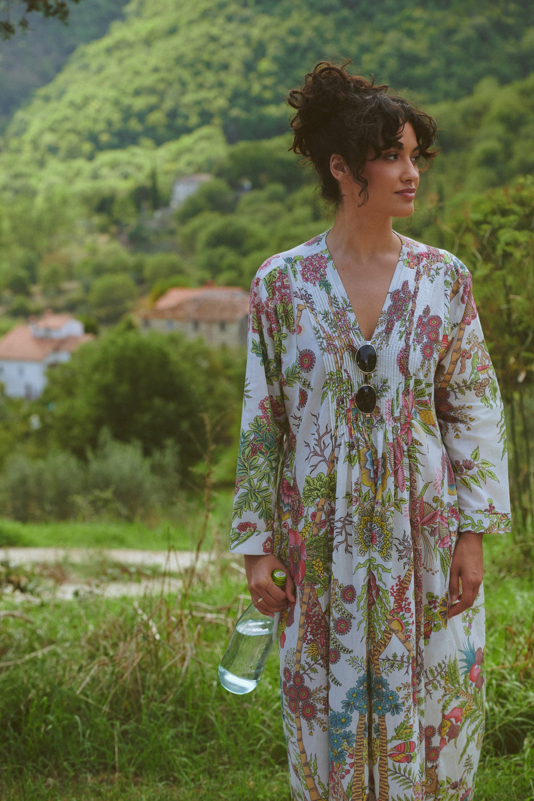 Boho Garden Ecru Pinch Pleat Dress - One Hundred Stars