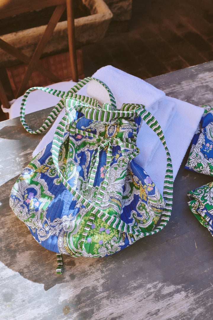 Cartouche Blue Cotton Vanity Bag