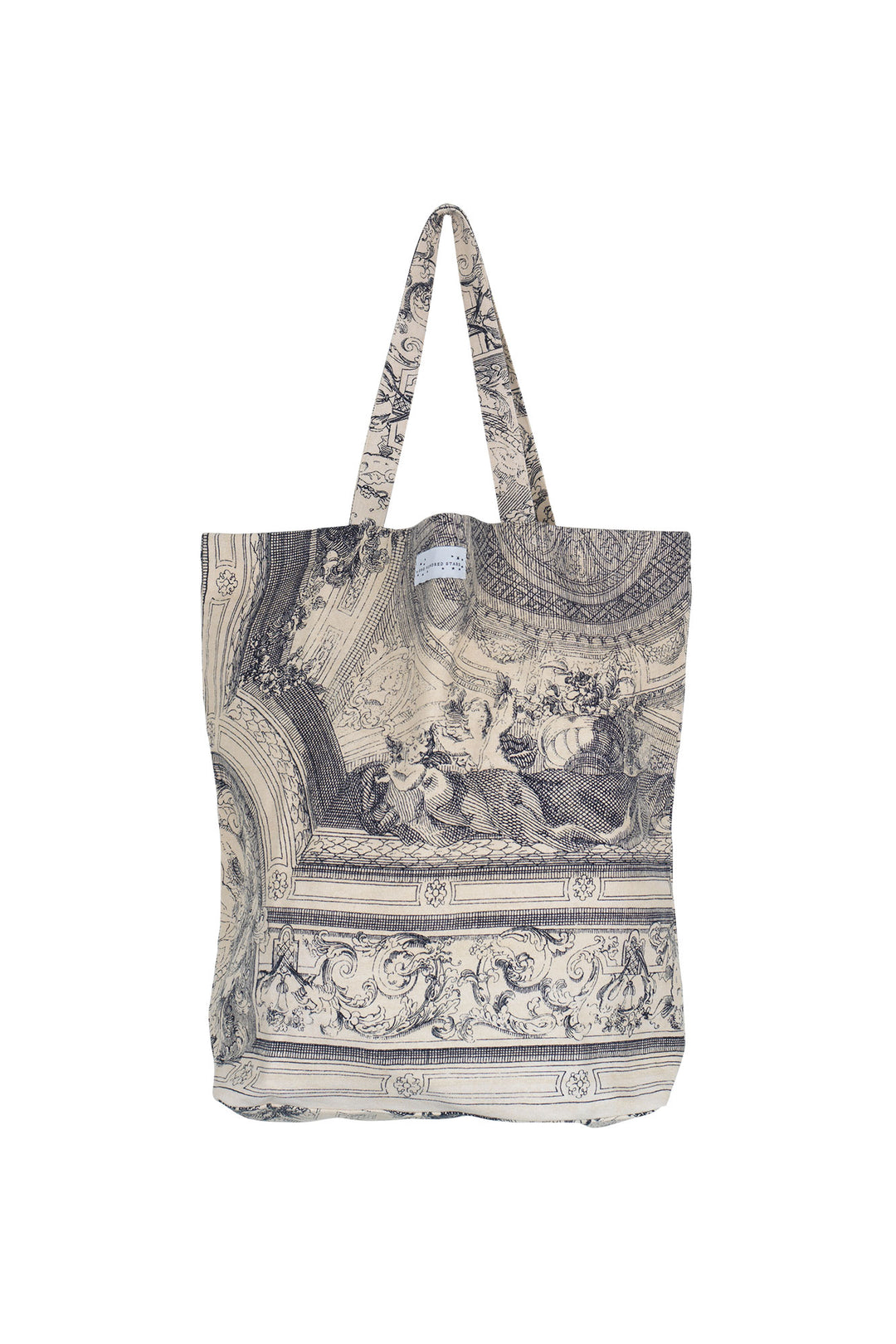 Women's accessories, shopping bag or beach bag with cherub print, reusable and sustainable canvas tote bag by One Hundred Stars