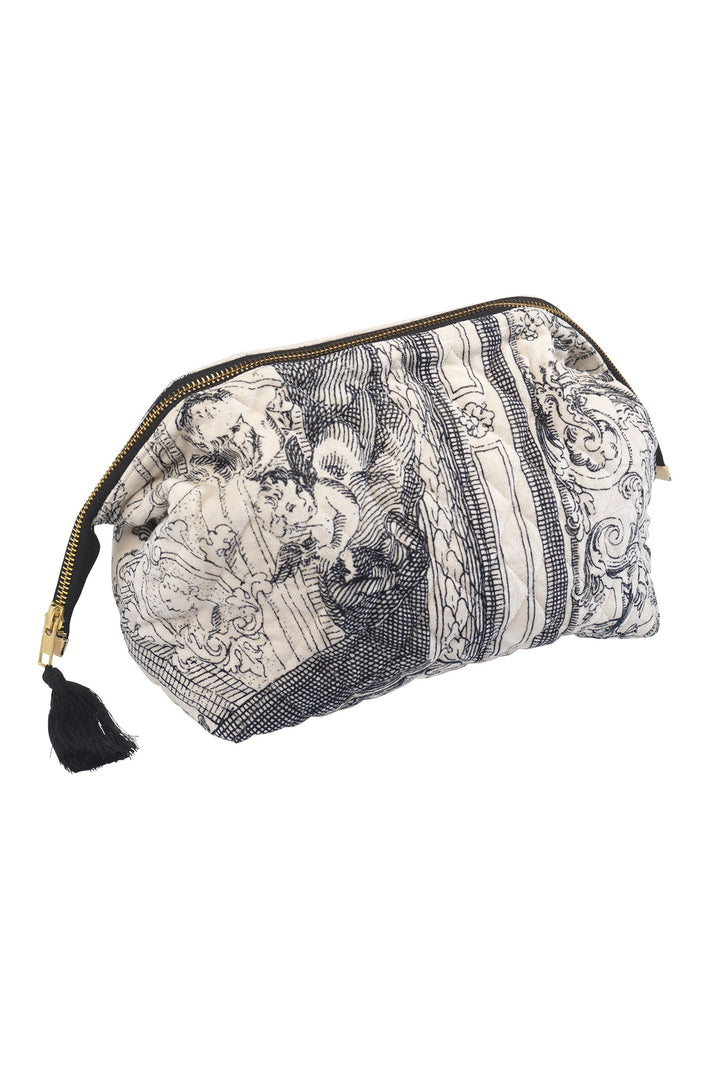 women's accessories, gifts for her. Velvet make-up clutch bag in cherub print by One Hundred Stars