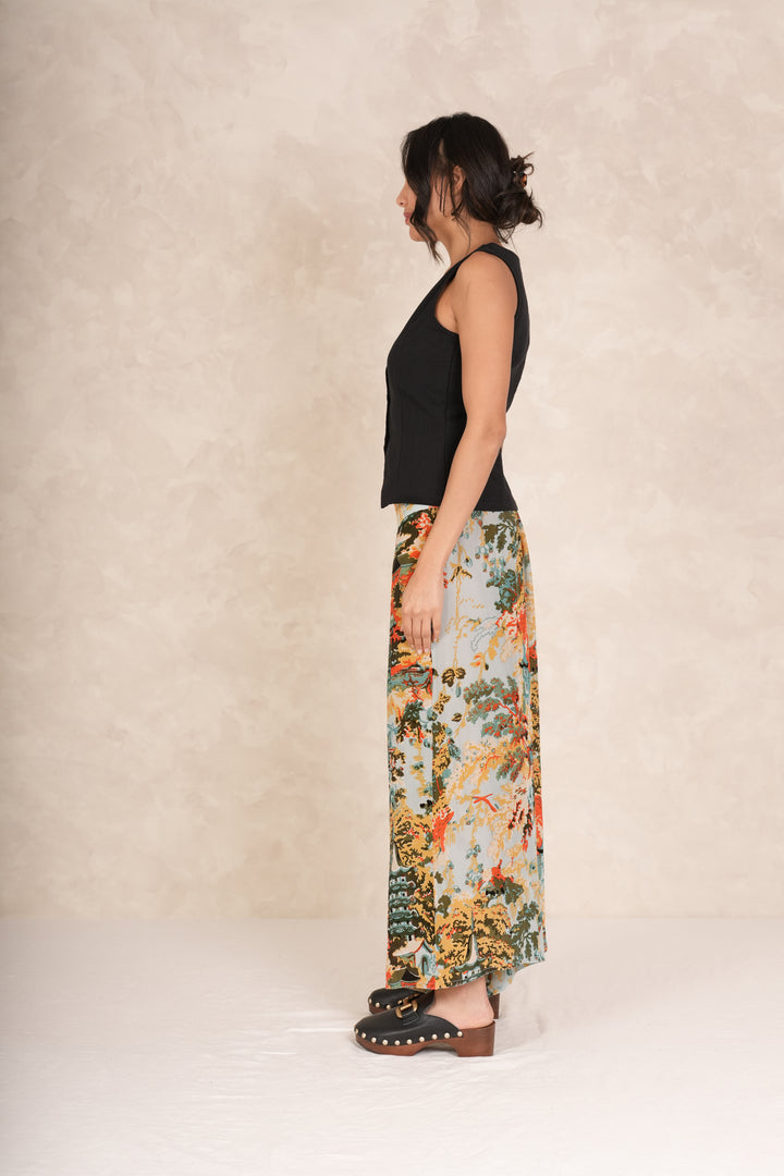 China Tree Aqua Crepe Palazzo Pants - One Hundred Stars