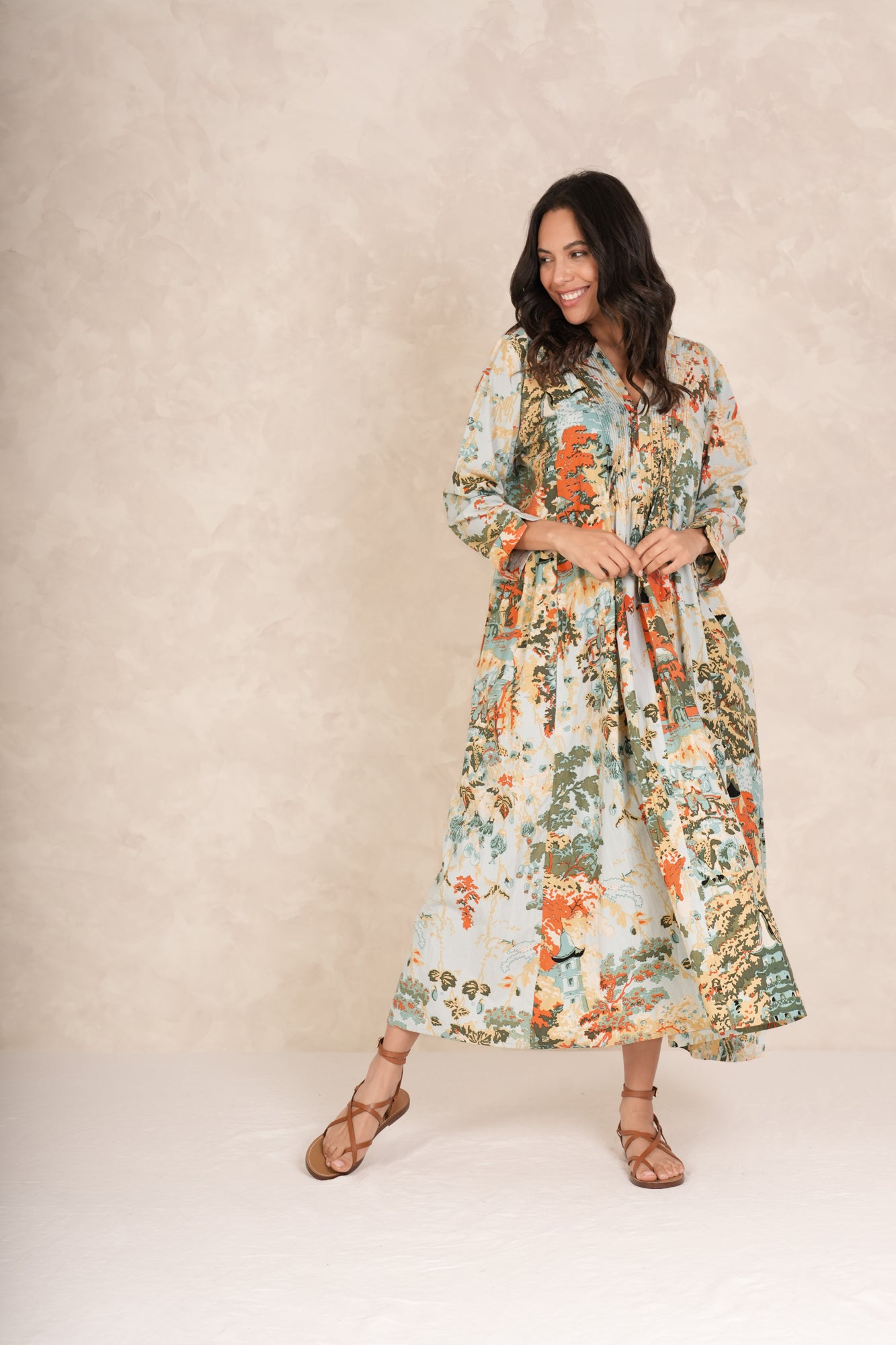China Tree Aqua Pinch Pleat Dress – One Hundred Stars