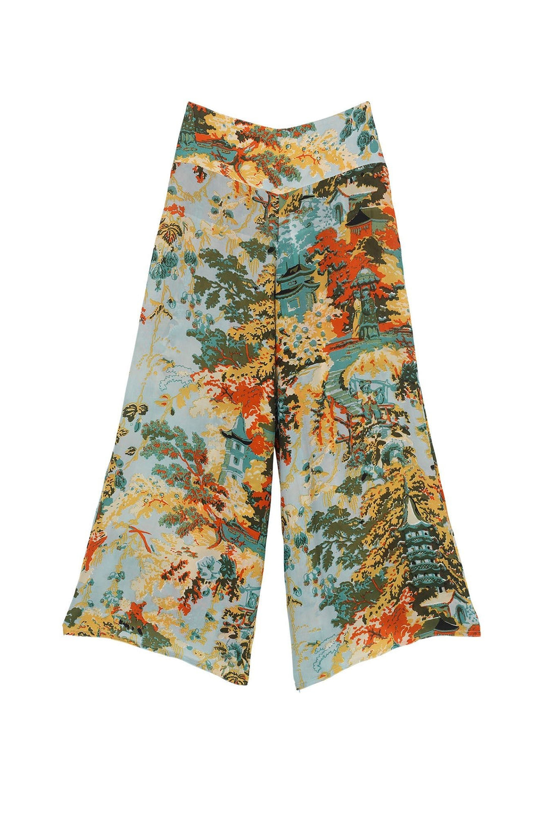 China Tree Aqua Crepe Palazzo Pants - One Hundred Stars