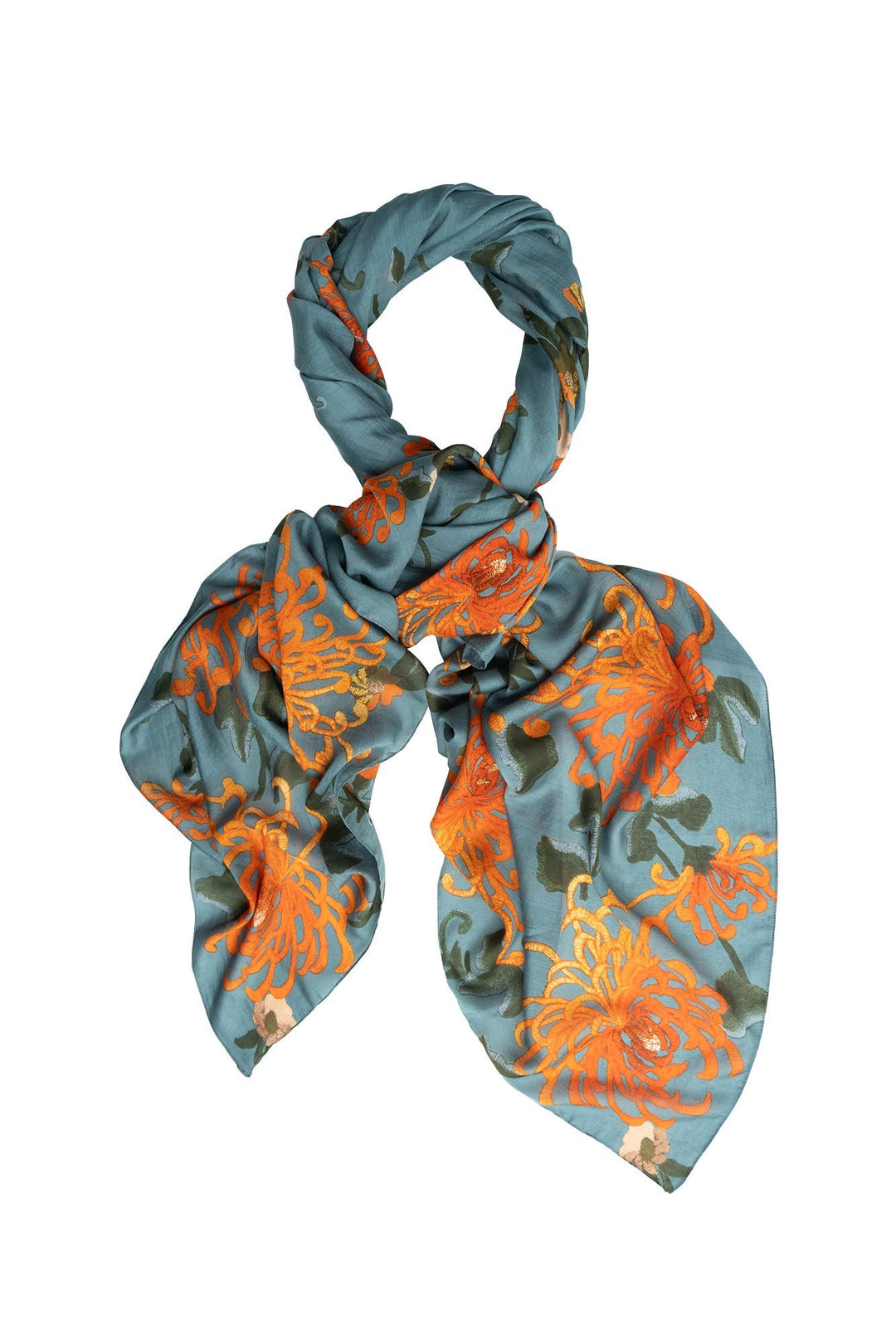 Chrysanthemum Grey Scarf - One Hundred Stars