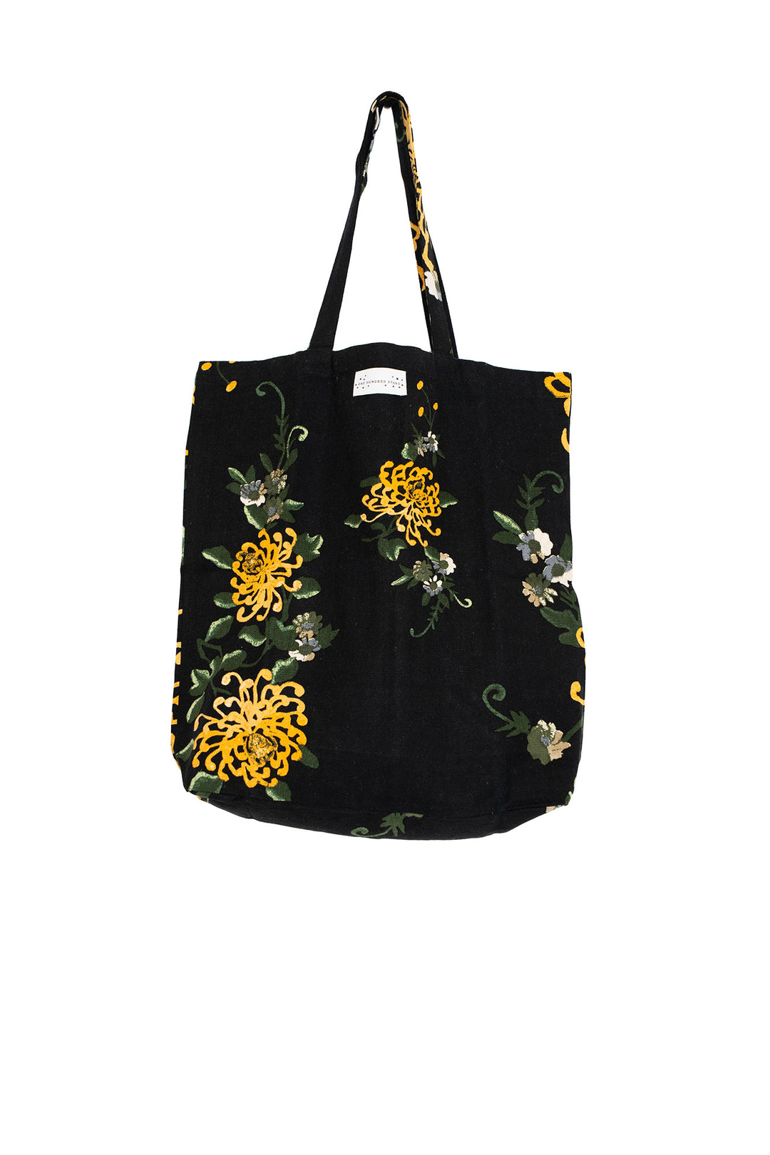Chrysanthemum Black Canvas Bag - One Hundred Stars