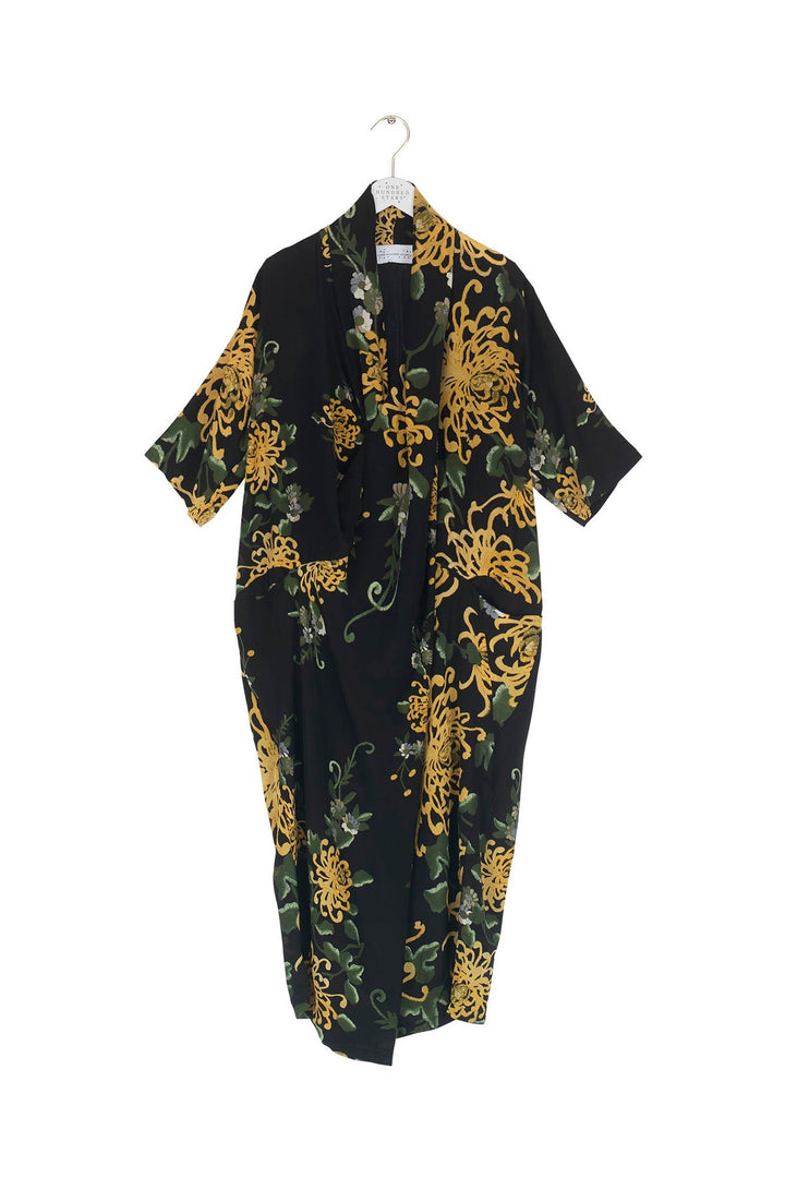 Chrysanthemum Black Rachel Dress - One Hundred Stars