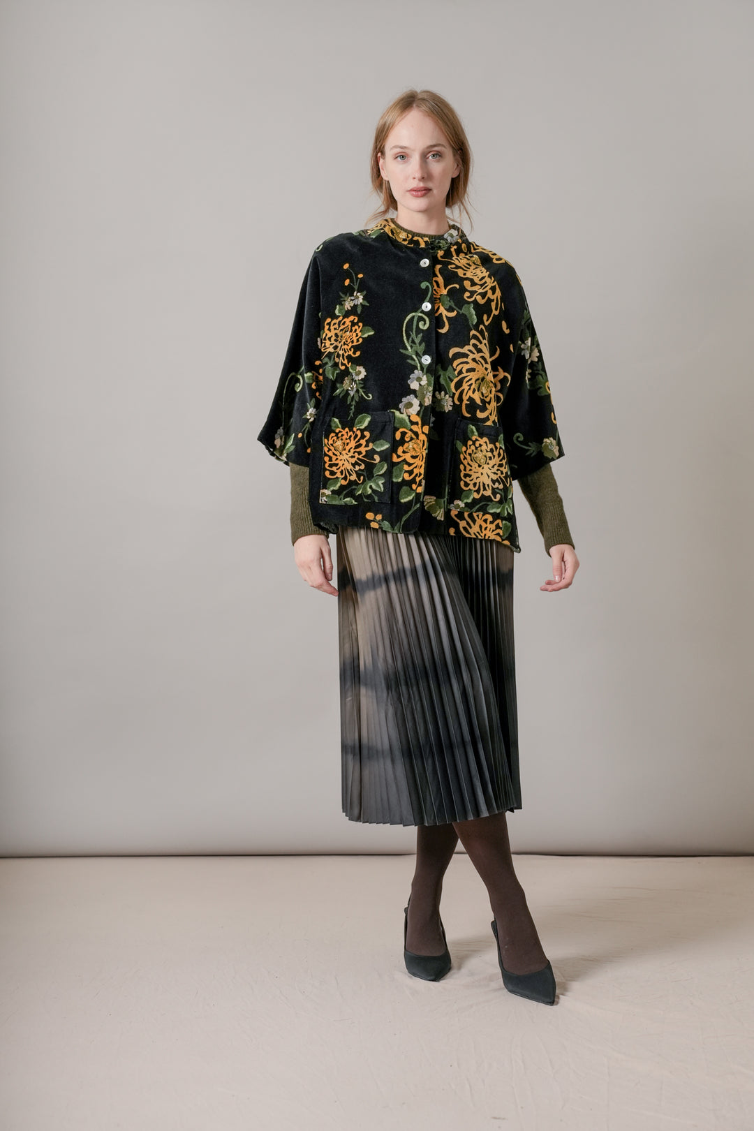 Chrysanthemum Black Velvet Jacket