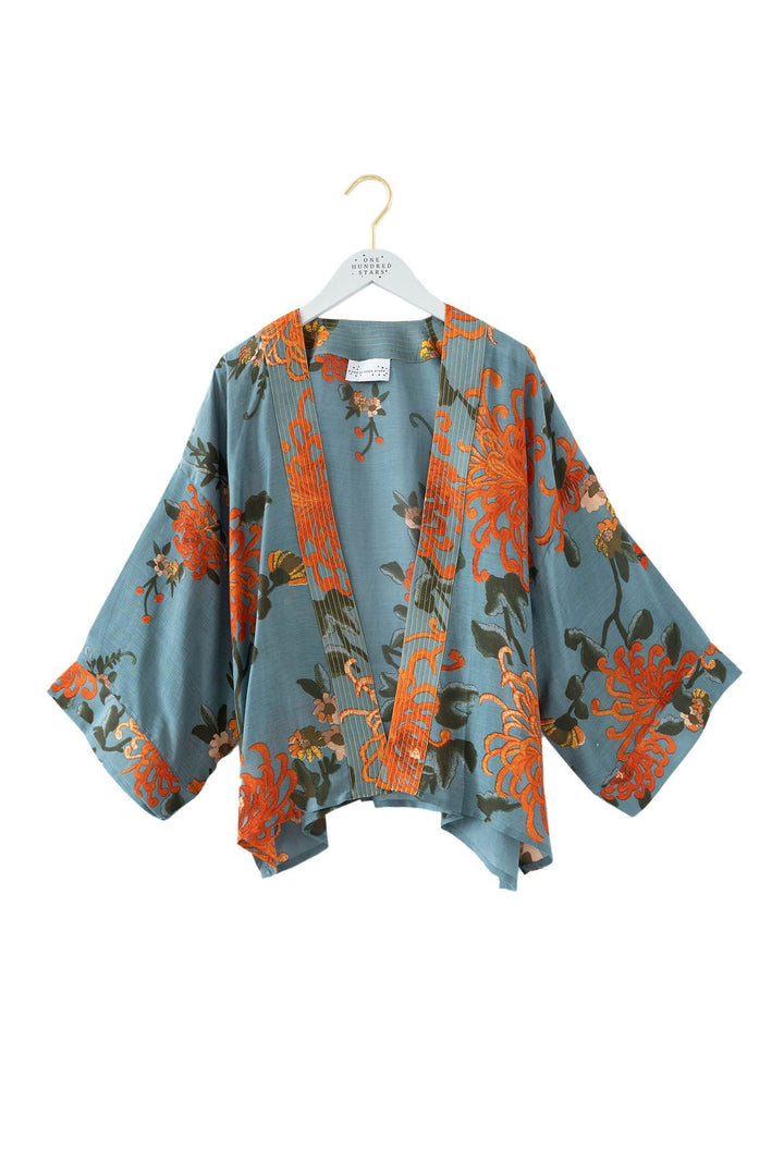 Chrysanthemum Grey Kimono - One Hundred Stars