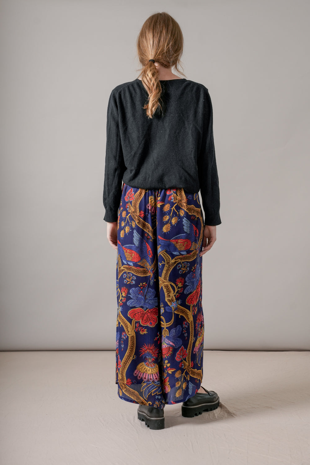 Climbing Peacock Royal Blue Crepe Palazzo Pants - One Hundred Stars