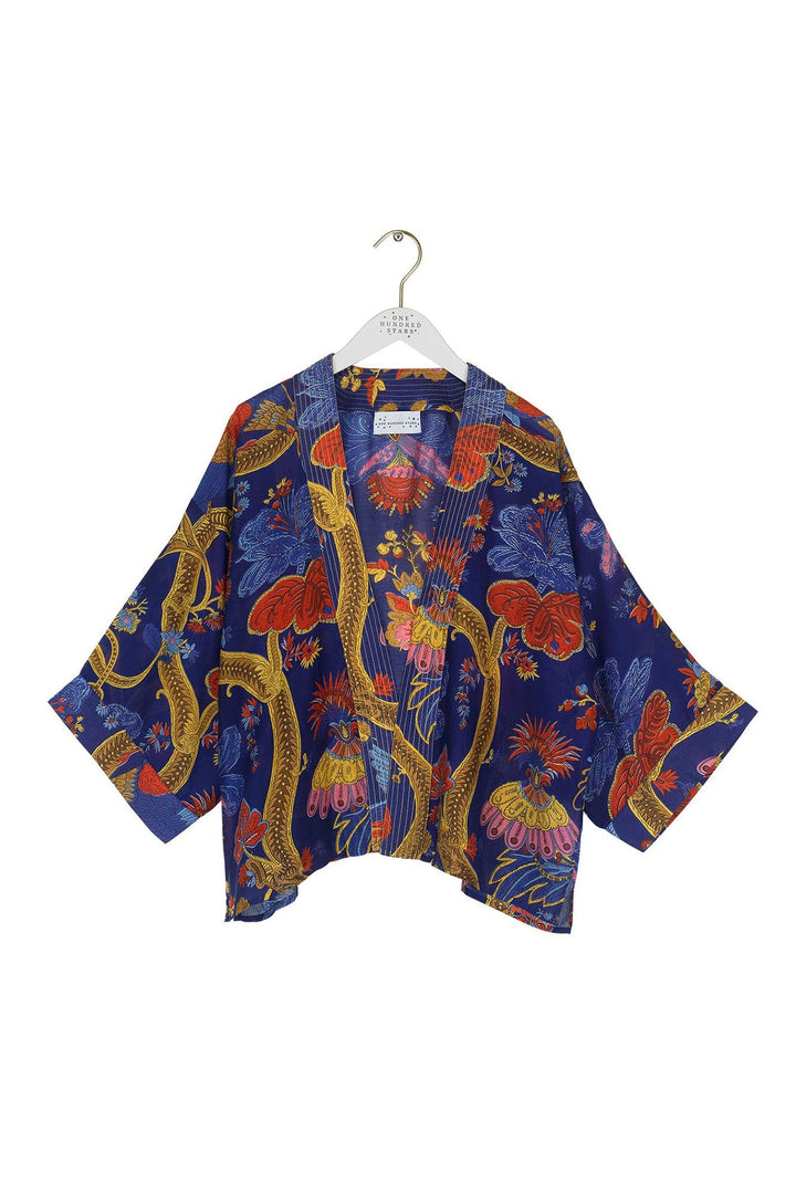 Climbing Peacock Royal Blue Kimono - One Hundred Stars