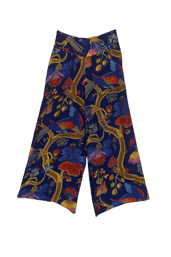 Climbing Peacock Royal Blue Crepe Palazzo Pants - One Hundred Stars