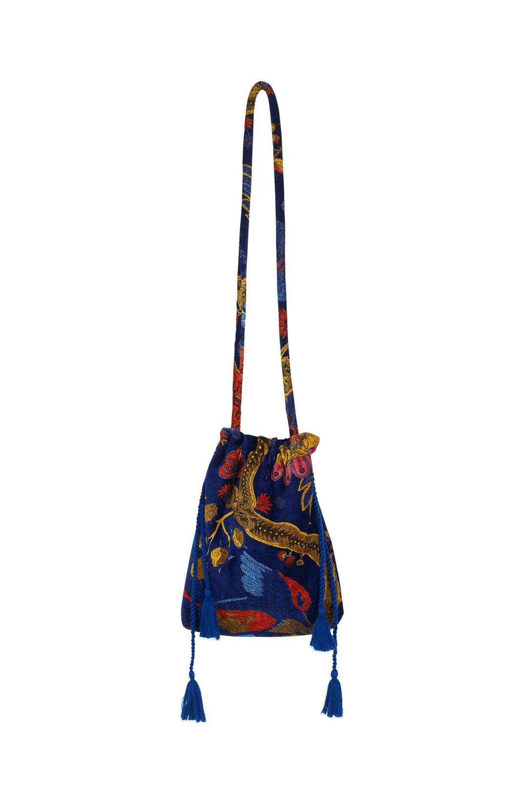 Climbing Peacock Royal Blue Tassel Bag