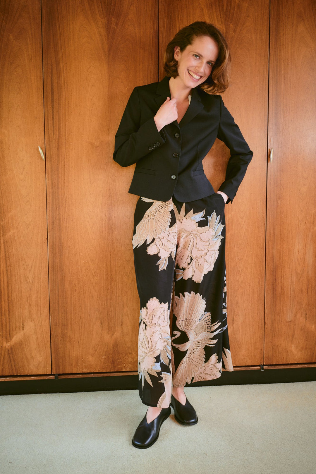 Crane Black Crepe Palazzo Pants - One Hundred Stars