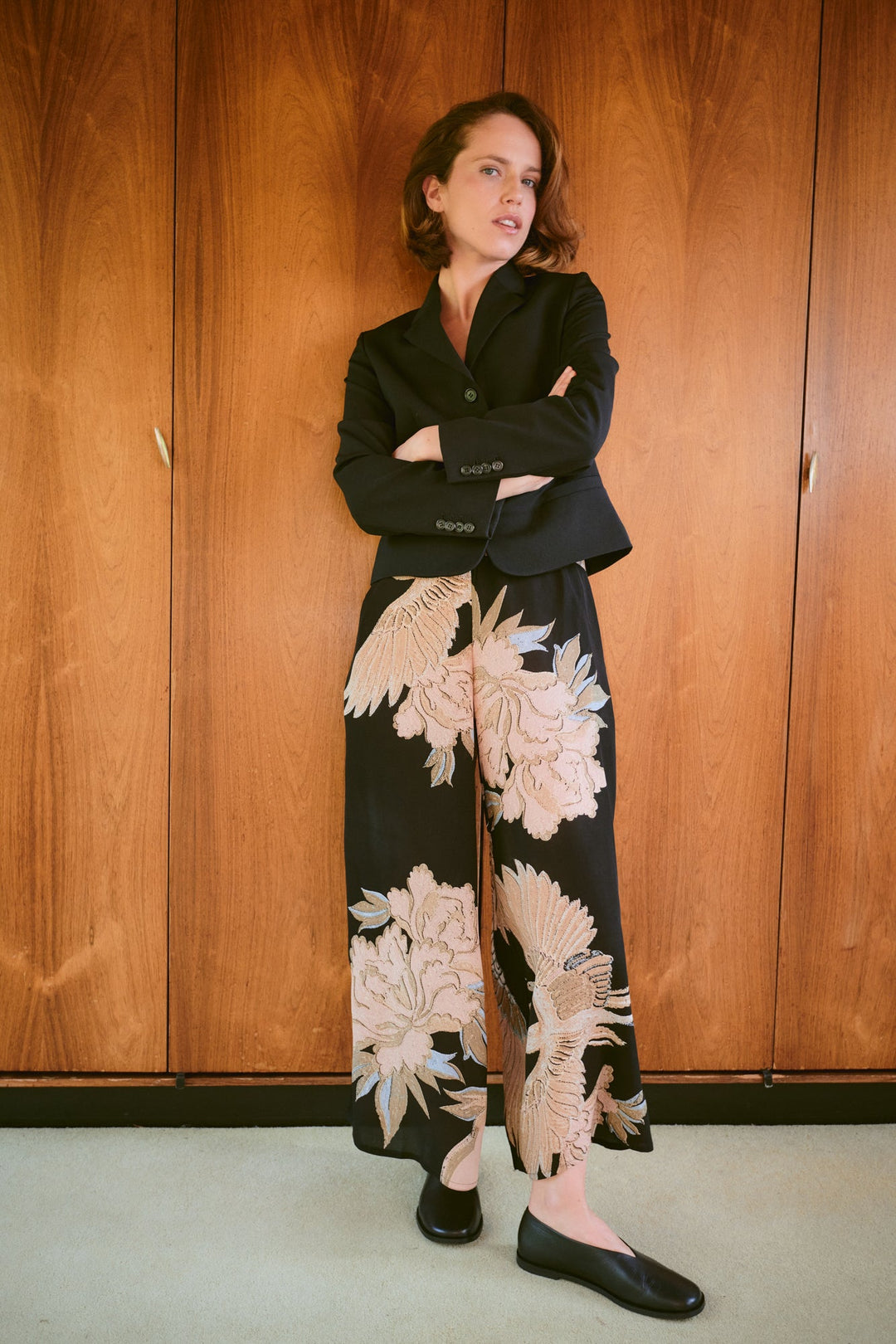 Crane Black Crepe Palazzo Pants - One Hundred Stars