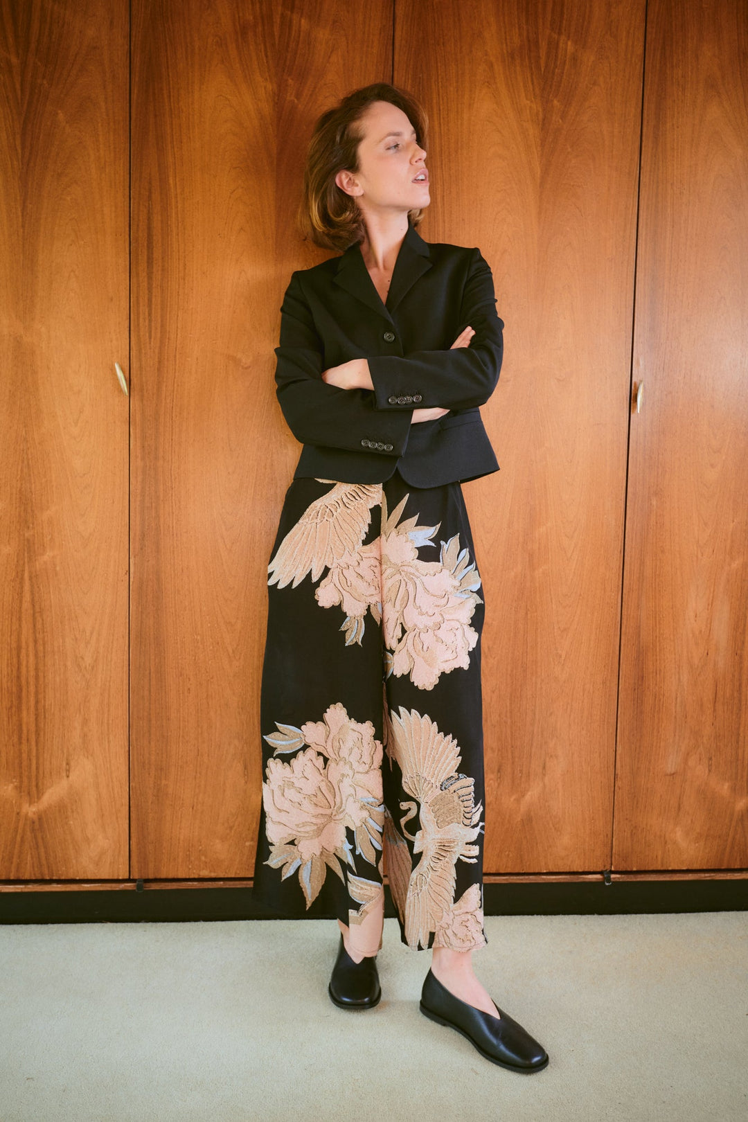 Crane Black Crepe Palazzo Pants - One Hundred Stars
