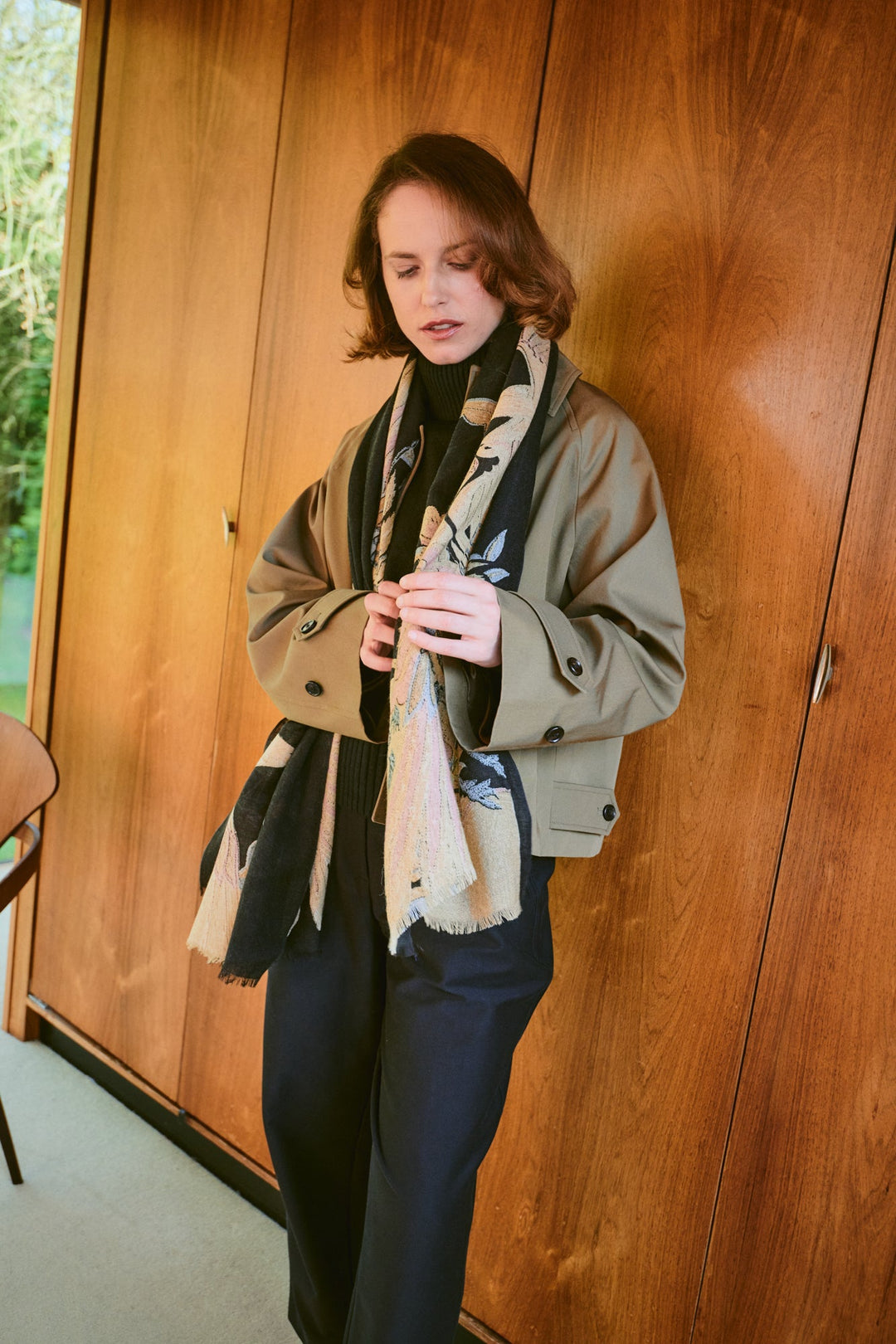 Crane Black Wool Scarf - One Hundred Stars