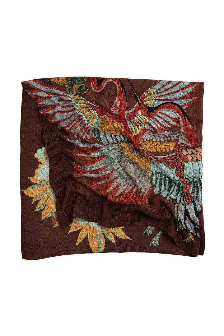 Crane Brown Square Wool Scarf - One Hundred Stars
