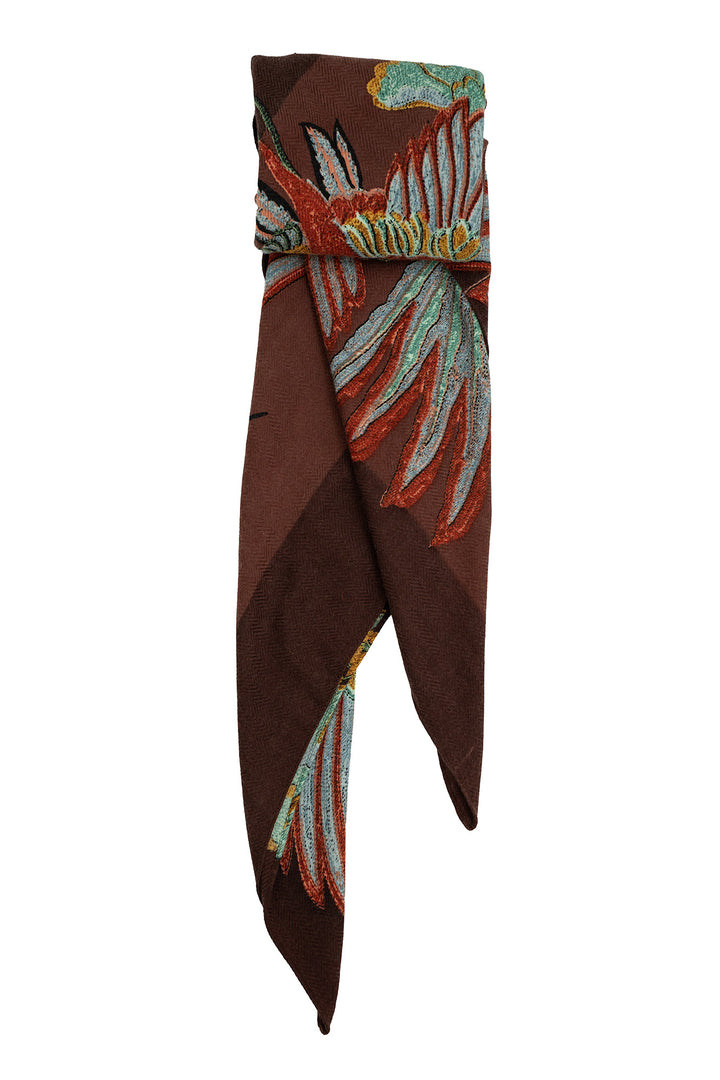 Crane Brown Square Wool Scarf - One Hundred Stars