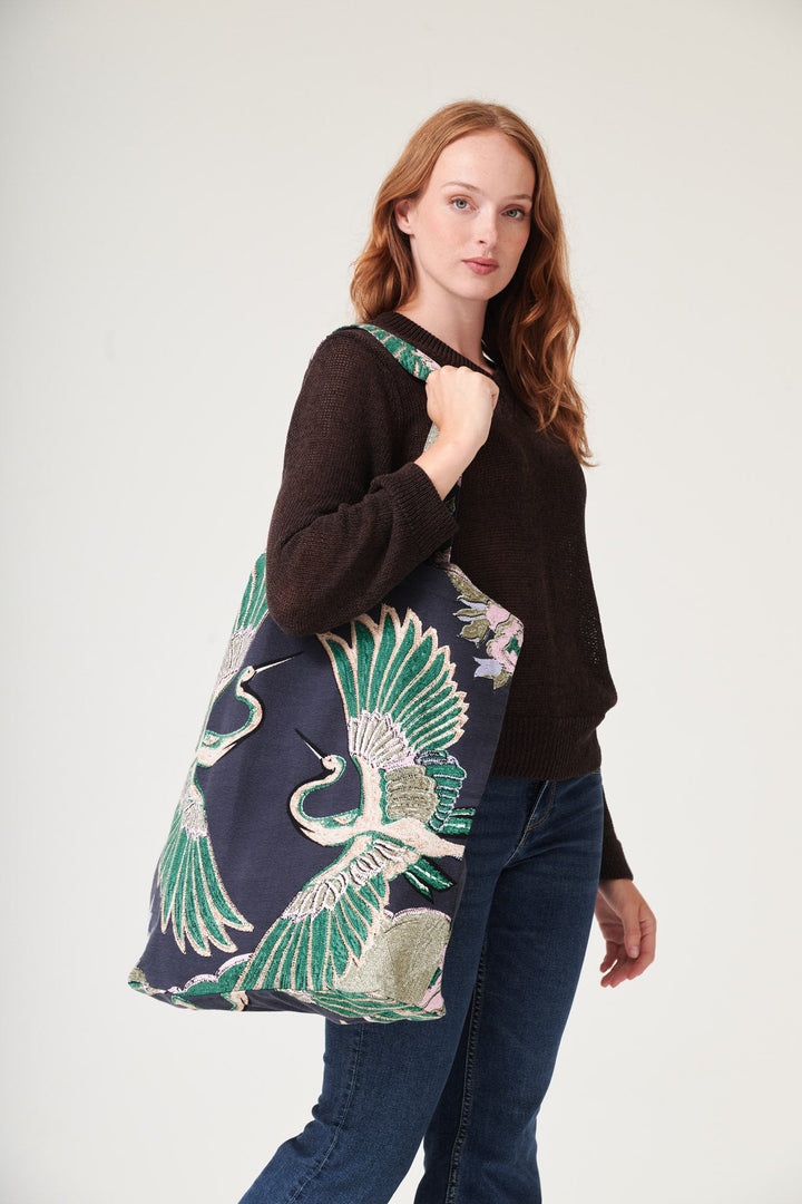 Crane Emerald Canvas Bag - One Hundred Stars