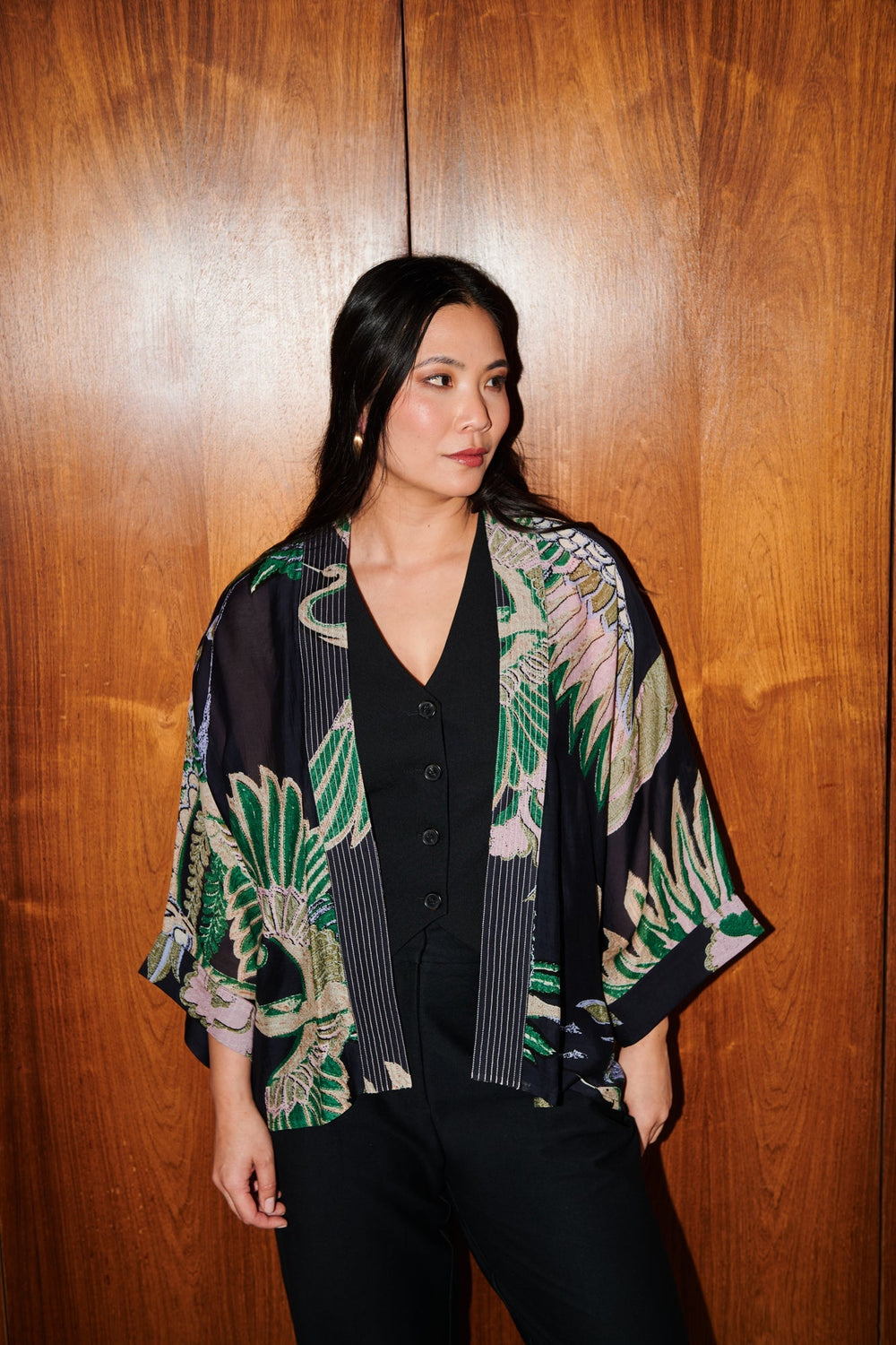 Crane Emerald Kimono - One Hundred Stars