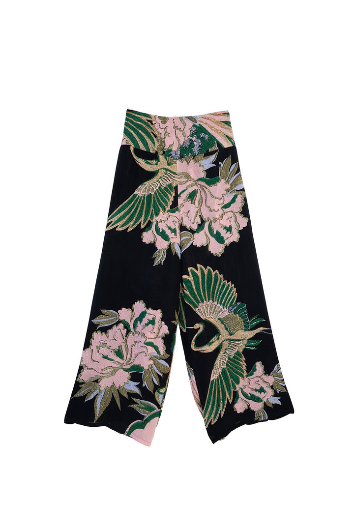Crane Emerald Crepe Palazzo Pants - One Hundred Stars
