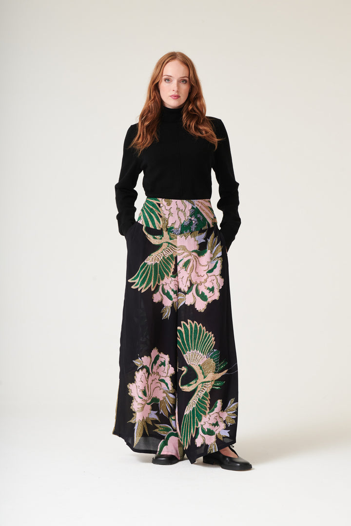 Crane Emerald Crepe Palazzo Pants - One Hundred Stars
