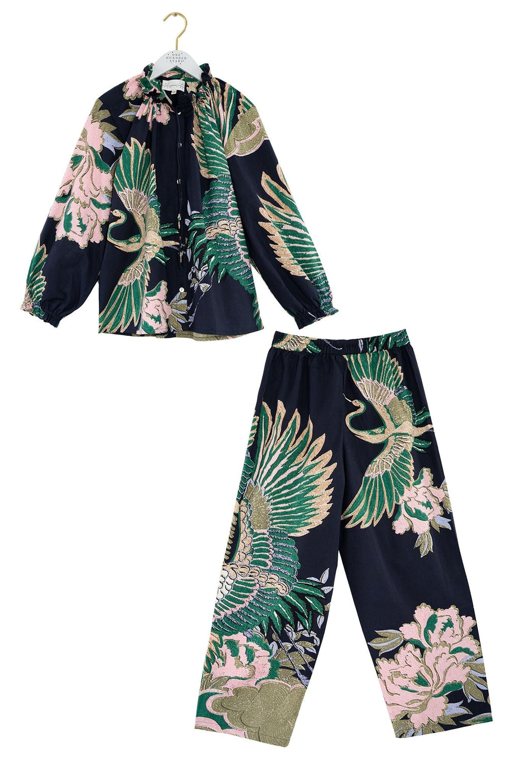 Crane Emerald Poplin Pyjama Set - One Hundred Stars