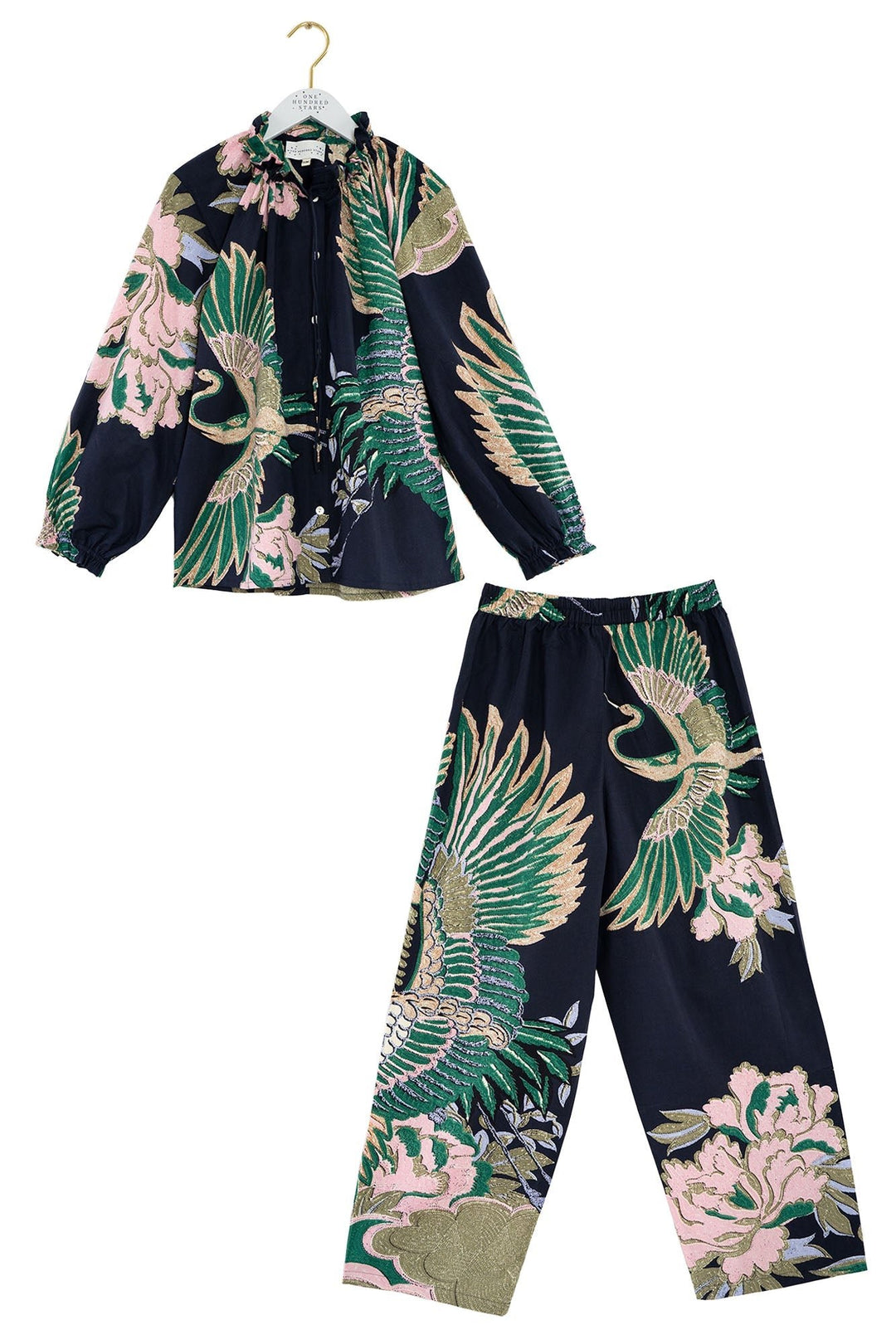 Crane Emerald Poplin Pyjama Set - One Hundred Stars