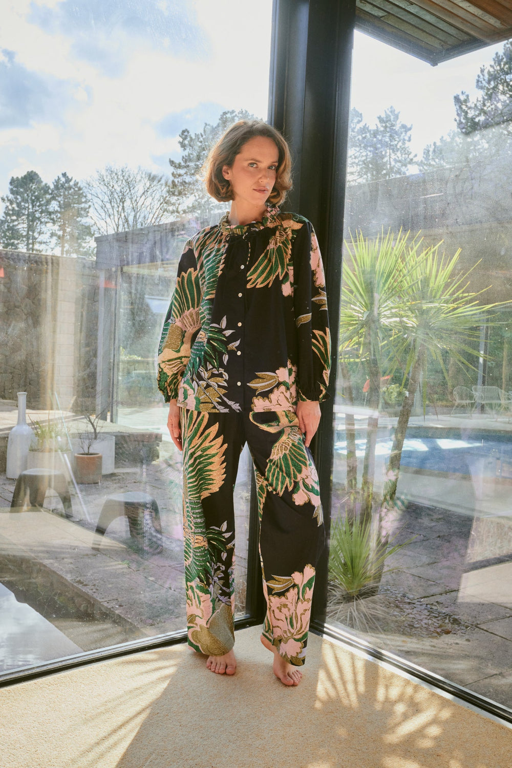 Crane Emerald Poplin Pyjama Set - One Hundred Stars