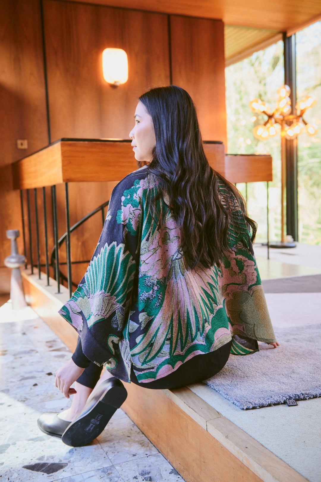 Crane Emerald Wool Kimono