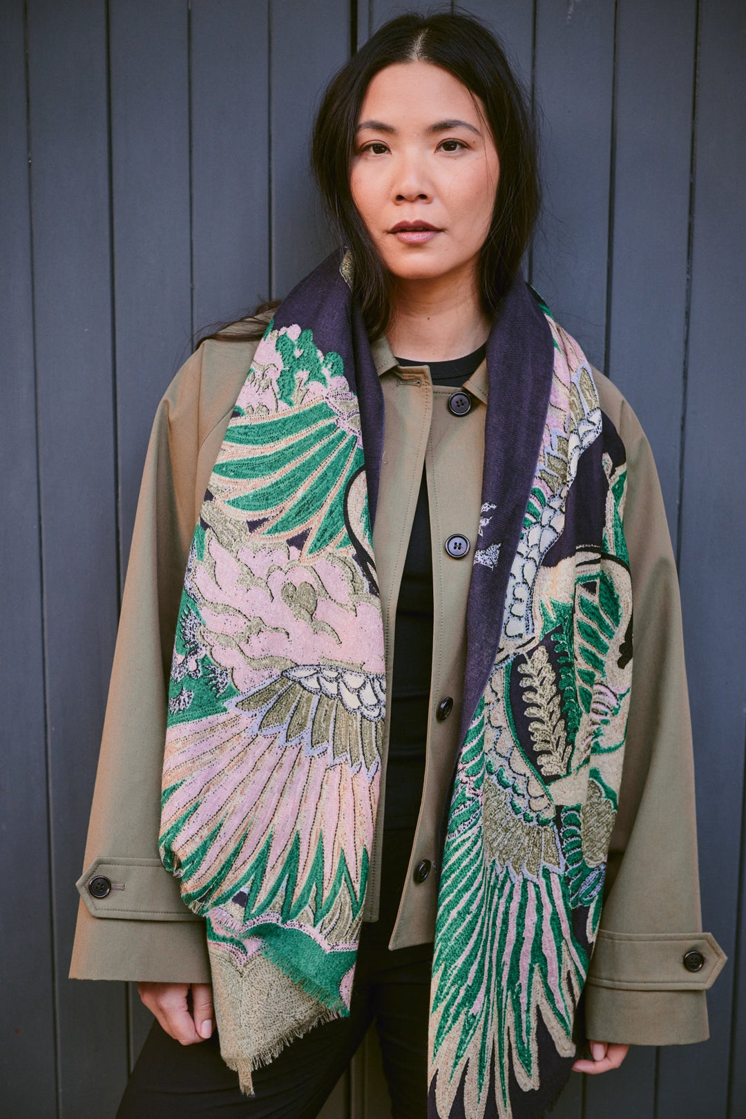 Crane Emerald Wool Scarf - One Hundred Stars