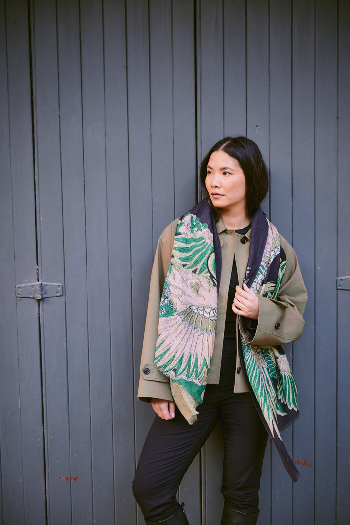 Crane Emerald Wool Scarf - One Hundred Stars