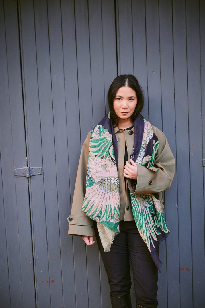 Crane Emerald Wool Scarf - One Hundred Stars
