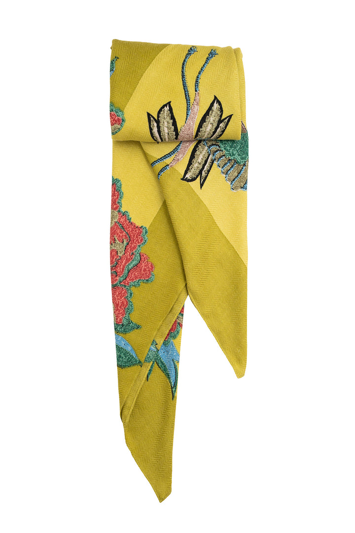 Crane Olive Square Wool Scarf