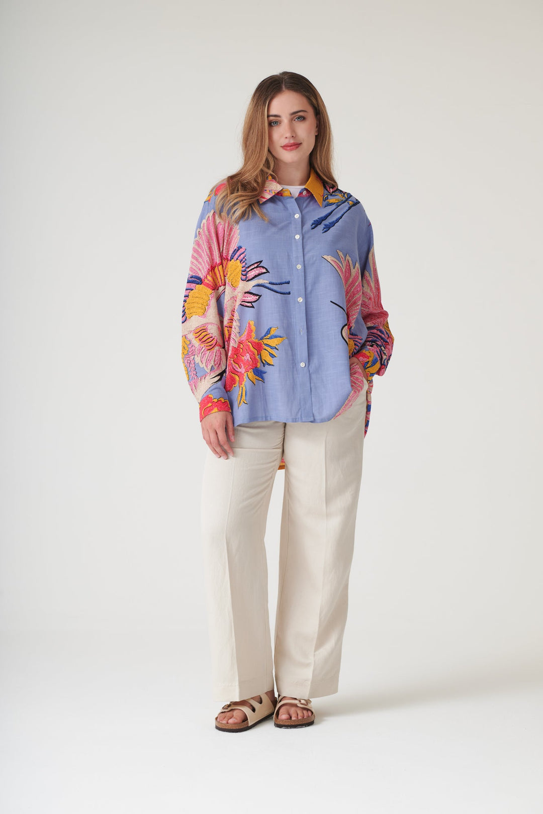 Crane Periwinkle Oversized Shirt - One Hundred Stars