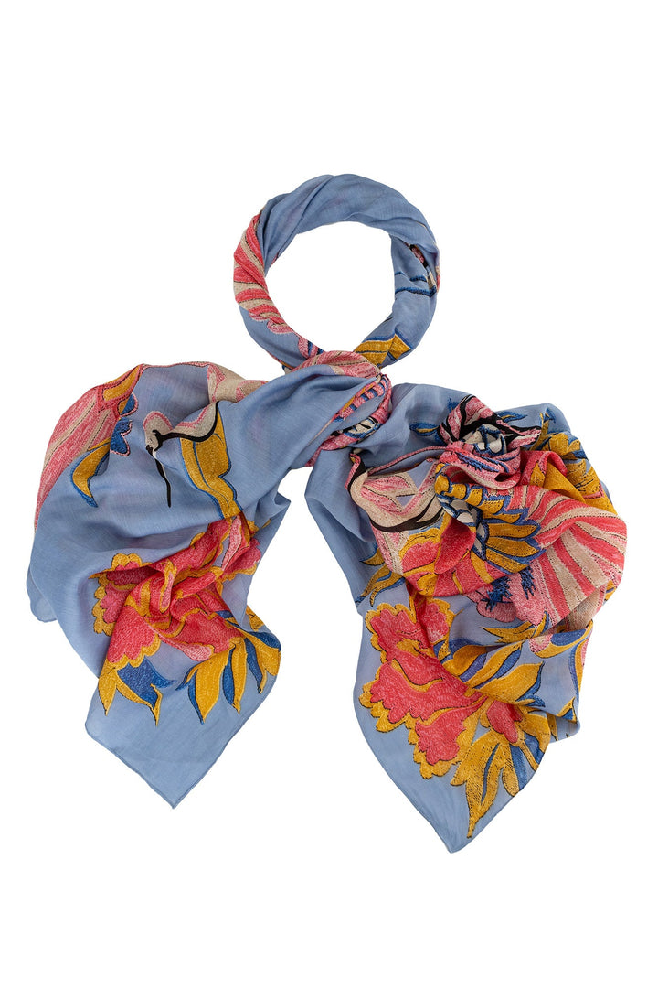 Crane Periwinkle Scarf - One Hundred Stars