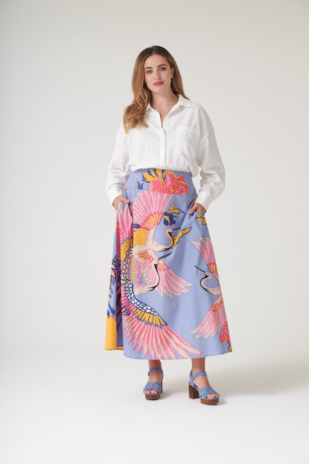 Crane Periwinkle A - line Maxi Skirt - One Hundred Stars