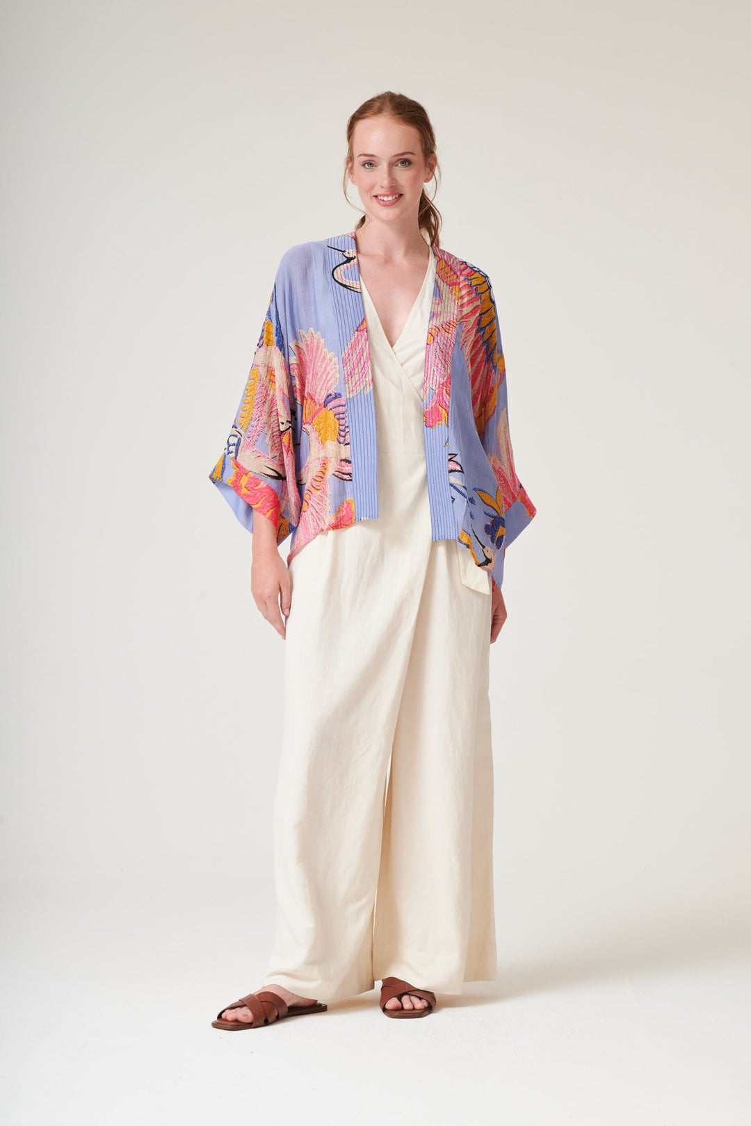 Crane Periwinkle Kimono - One Hundred Stars