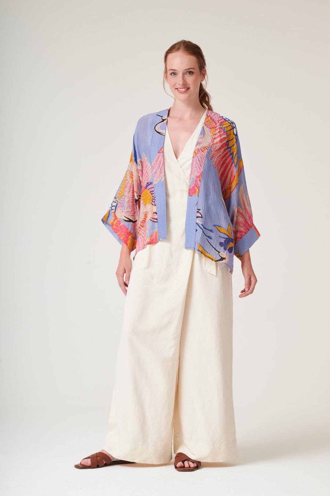 Crane Periwinkle Kimono - One Hundred Stars