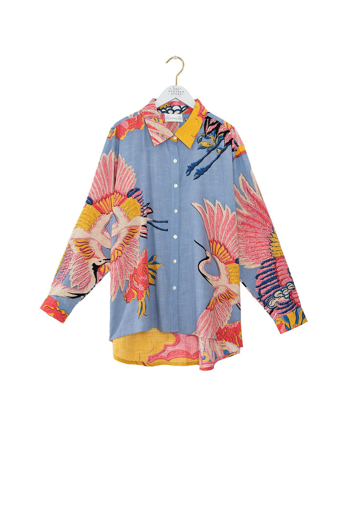 Crane Periwinkle Oversized Shirt - One Hundred Stars