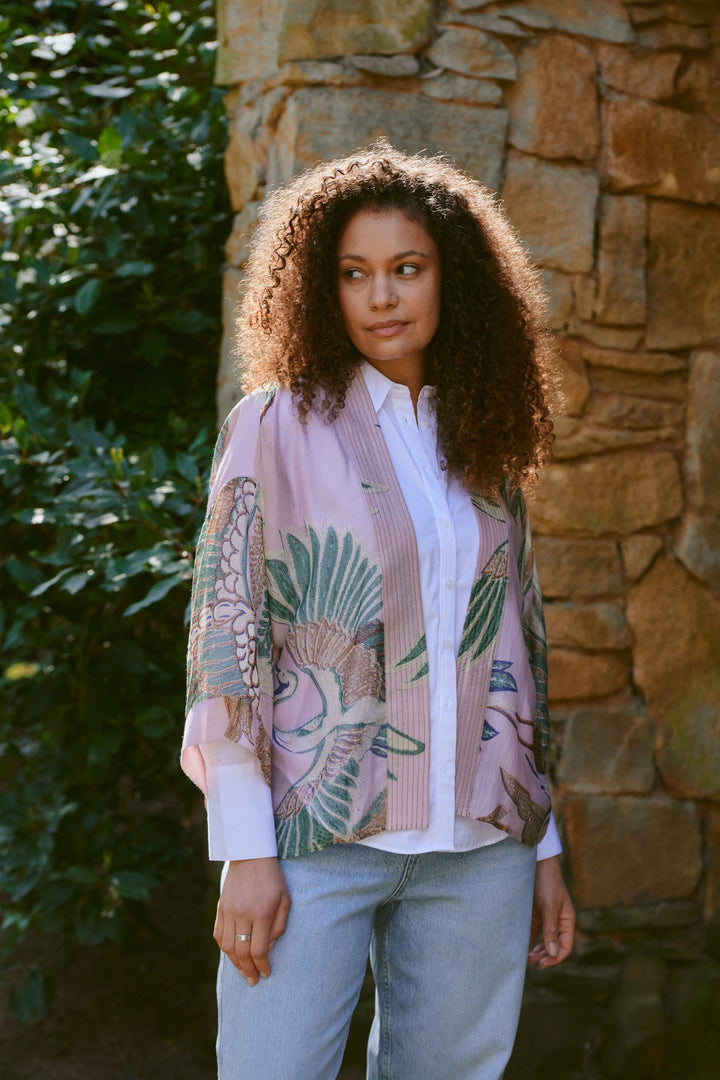 Crane Plaster Pink Kimono - One Hundred Stars