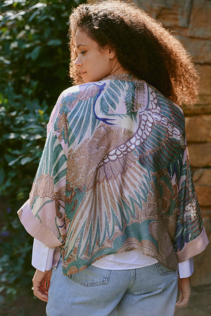 Crane Plaster Pink Kimono - One Hundred Stars