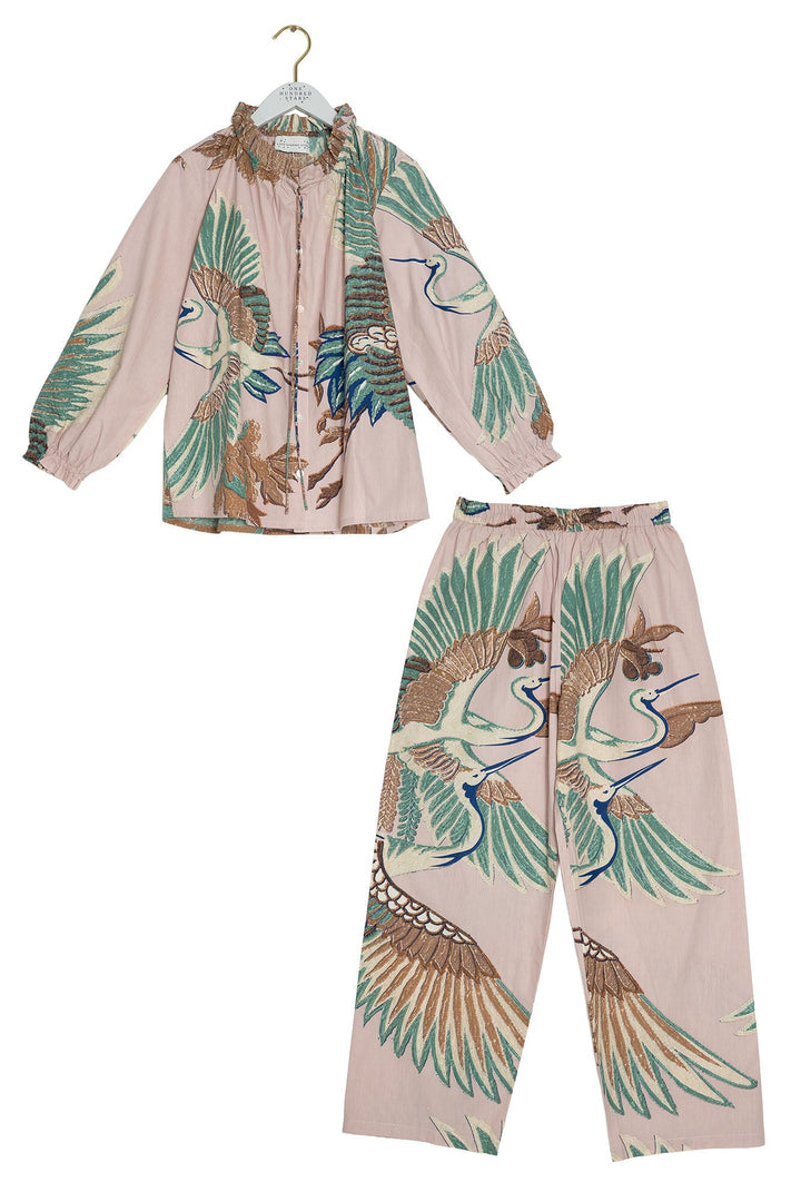 Crane Plaster Pink Poplin Pyjama Set - One Hundred Stars