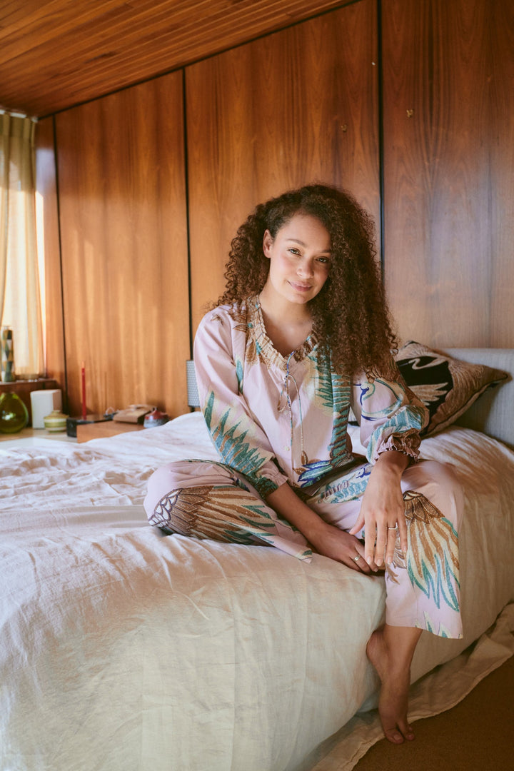 Crane Plaster Pink Poplin Pyjama Set - One Hundred Stars