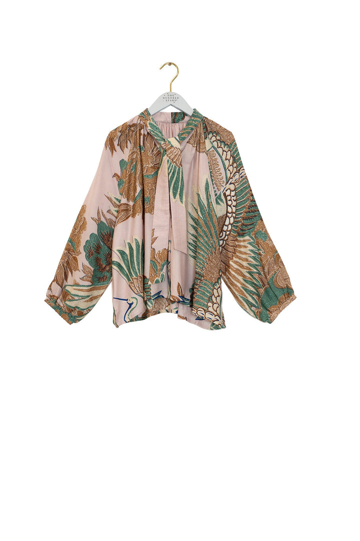 Crane Plaster Pink PussyBow Blouse - One Hundred Stars