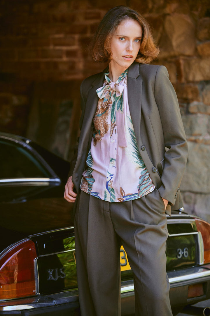 Crane Plaster Pink PussyBow Blouse - One Hundred Stars