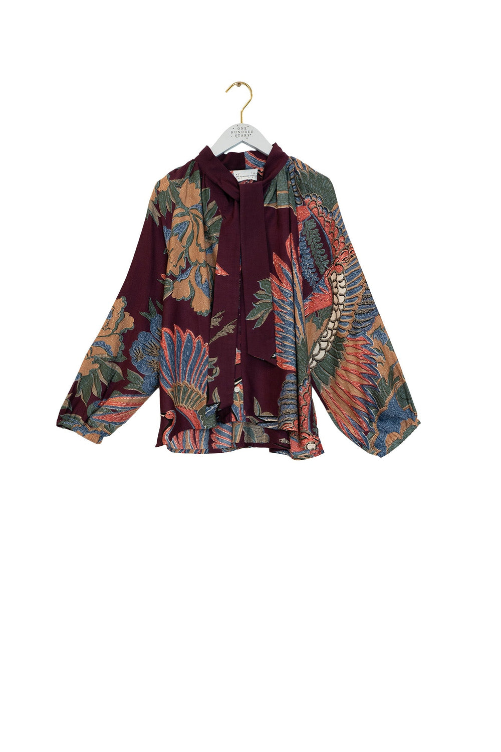 Crane Plum PussyBow Blouse - One Hundred Stars